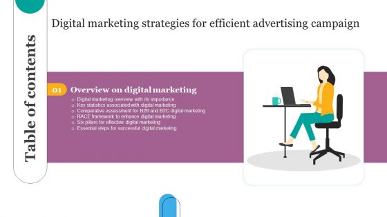 Digital Marketing Strategies For Efficient Advertising Campaign Table Of Contents Ppt Layouts Images PDF Digital Marketing Strategies For Efficient Advertising Campaign Table Of Contents Ppt Layouts Images PDF