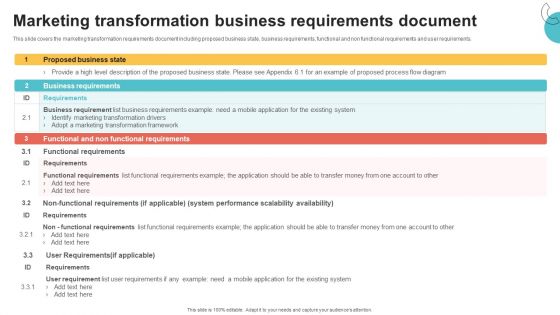 Digital Marketing Toolkit Marketing Transformation Business Requirements Document Background PDF