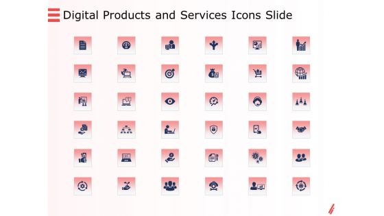 Digital Products And Services Icons Slide Ppt Show File Formats PDF