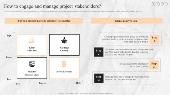 Digital Transition Plan For Managing Business How To Engage And Manage Project Stakeholders Summary PDF