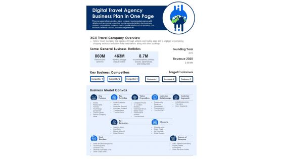 Digital Travel Agency Business Plan In One Page PDF Document PPT Template Digital Travel Agency Business Plan In One Page PDF Document PPT Template