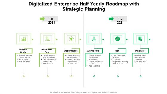Digitalized Enterprise Half Yearly Roadmap With Strategic Planning Mockup