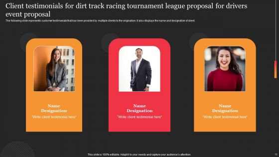 Dirt Track Racing Tournament League Proposal For Drivers Event Proposal Ppt PowerPoint Presentation Complete Deck With Slides