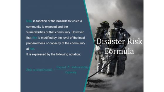 Disaster Risk Formula Ppt PowerPoint Presentation Background Designs