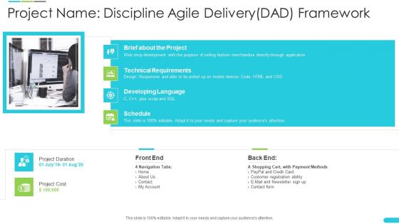 Discipline Agile Delivery Software Development Project Name Discipline Agile Delivery Dad Framework Structure PDF