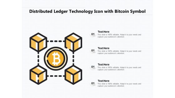 Distributed Ledger Technology Icon With Bitcoin Symbol Ppt PowerPoint Presentation File Graphic Images PDF