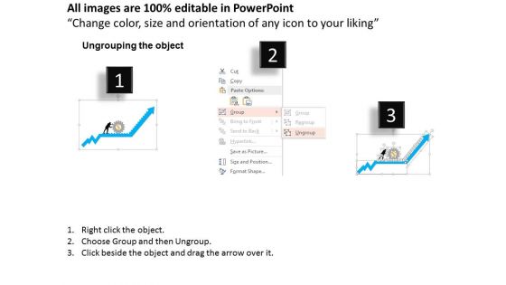 Dollar Gear On Blue Growth Arrow Powerpoint Template