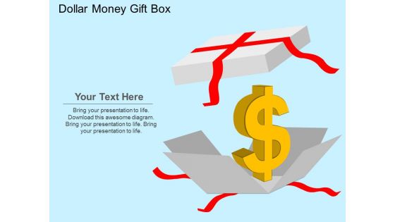 Dollar Money Gift Box Powerpoint Templates