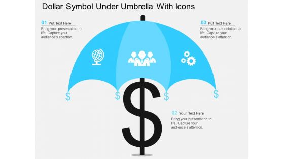 Dollar Symbol Under Umbrella With Icons Powerpoint Templates Dollar Symbol Under Umbrella With Icons Powerpoint Templates