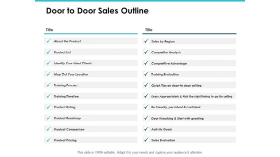 Door To Door Sales Outline Ppt PowerPoint Presentation Outline Structure
