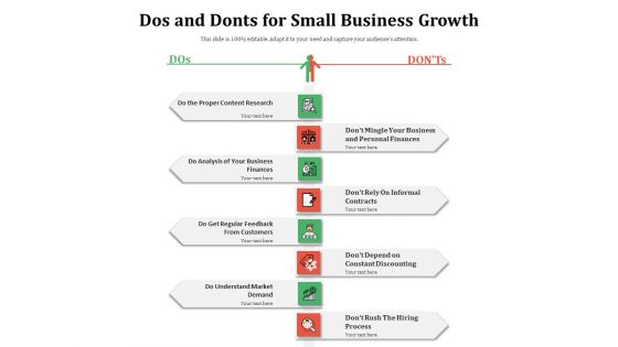 Dos And Donts For Small Business Growth Ppt PowerPoint Presentation File Designs PDF
