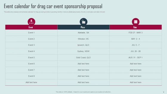 Drag Car Event Sponsorship Proposal Ppt PowerPoint Presentation Complete Deck With Slides