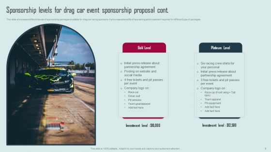 Drag Car Event Sponsorship Proposal Ppt PowerPoint Presentation Complete Deck With Slides