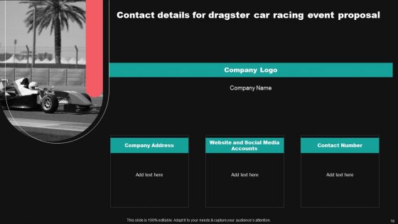Dragster Car Racing Event Proposal Ppt PowerPoint Presentation Complete Deck With Slides