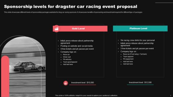 Dragster Car Racing Event Proposal Ppt PowerPoint Presentation Complete Deck With Slides