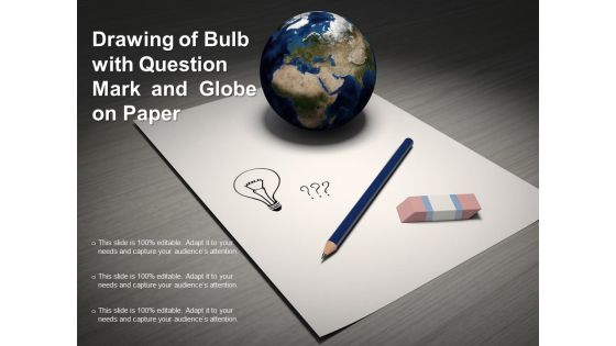 Drawing Of Bulb With Question Mark And Globe On Paper Ppt PowerPoint Presentation Slides Guidelines