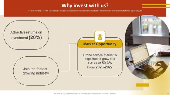 Drone Service Company Investor Funding Elevator Pitch Deck Ppt PowerPoint Presentation Complete Deck With Slides