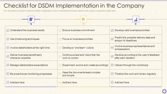 Dynamic System Development Method Tools And Techniques IT Checklist For DSDM Implementation Microsoft PDF
