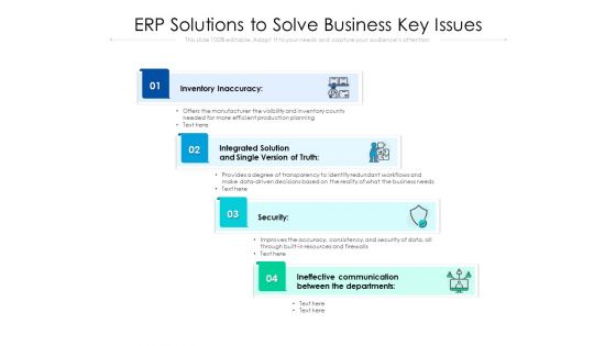 ERP Solutions To Solve Business Key Issues Ppt PowerPoint Presentation File Design Ideas PDF