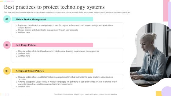E Learning Playbook Best Practices To Protect Technology Systems Icons PDF