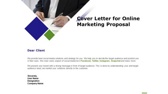 E Marketing Cover Letter For Online Marketing Proposal Ppt Influencers PDF