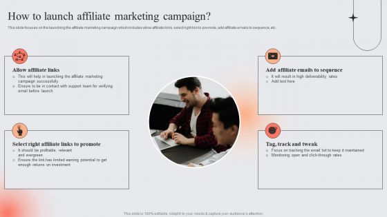 E Marketing Techniques To Boost Sales How To Launch Affiliate Marketing Campaign Clipart PDF