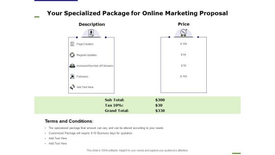 E Marketing Your Specialized Package For Online Marketing Proposal Ppt Gallery Templates PDF