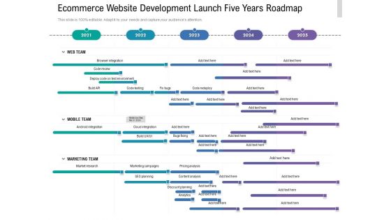 Ecommerce Website Development Launch Five Years Roadmap Information