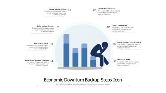 Economic Downturn Backup Steps Icon Ppt PowerPoint Presentation Infographics Templates PDF