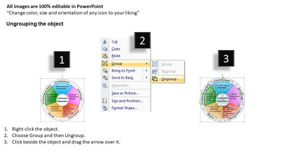 Editable Text Boxes Circle Quadrant Process Diagram PowerPoint Slides