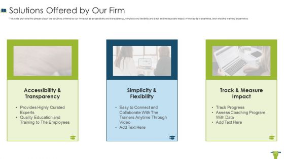 Edtech Investor Financing Elevator Solutions Offered By Our Firm Mockup PDF Edtech Investor Financing Elevator Solutions Offered By Our Firm Mockup PDF