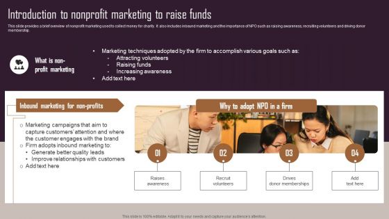 Effective NPO Promotional Strategies For Recruit Volunteers Introduction To Nonprofit Marketing To Raise Funds Download PDF