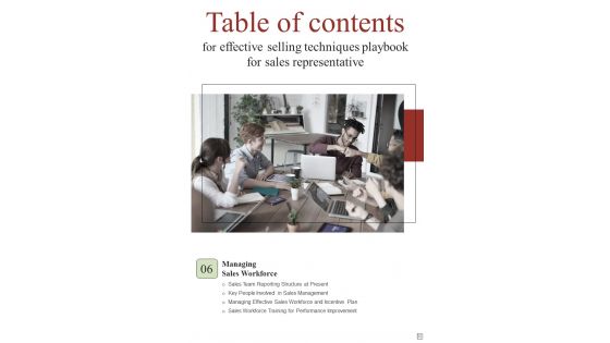 Effective Selling Techniques Playbook For Sales Representative Template