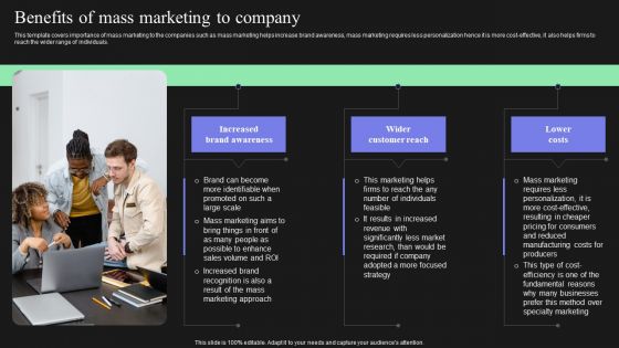 Effective Target Marketing Strategies To Acquire Customers Benefits Of Mass Marketing To Company Template PDF