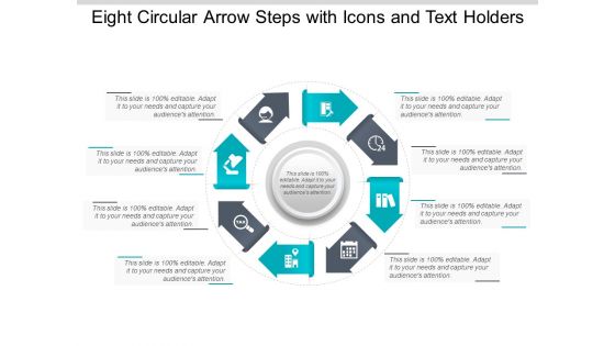 Eight Circular Arrow Steps With Icons And Text Holders Ppt Powerpoint Presentation Outline Gridlines