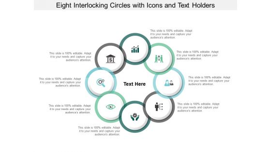 Eight Interlocking Circles With Icons And Text Holders Ppt PowerPoint Presentation Professional Brochure