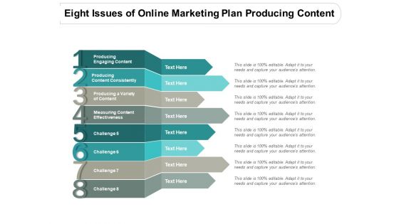 Eight Issues Of Online Marketing Plan Producing Content Ppt PowerPoint Presentation Background Image