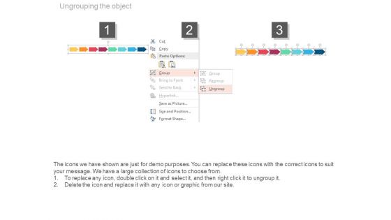 Eight Staged Linear Timeline With Years Powerpoint Slides