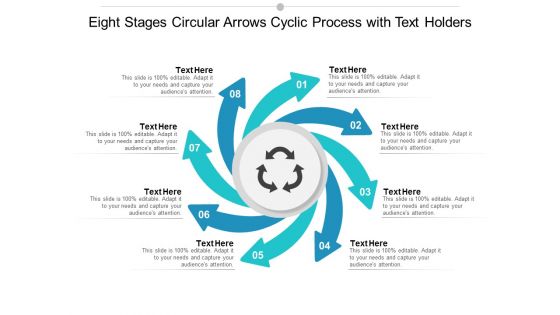 eight stages circular arrows cyclic process with text holders ppt powerpoint presentation slides good