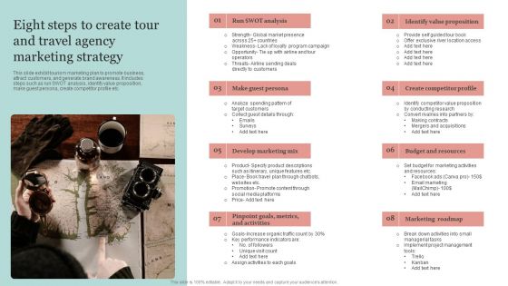 Eight Steps To Create Tour And Travel Agency Marketing Strategy Ppt PowerPoint Presentation Show Guidelines PDF
