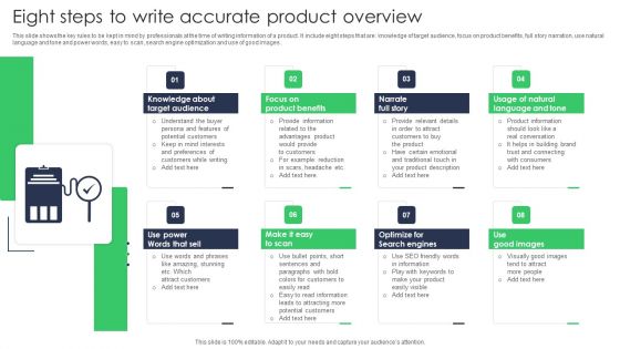Eight Steps To Write Accurate Product Overview Icons PDF Eight Steps To Write Accurate Product Overview Icons PDF