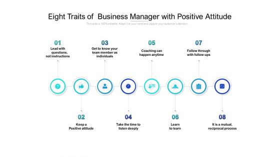 Eight Traits Of Business Manager With Positive Attitude Ppt PowerPoint Presentation Styles Rules