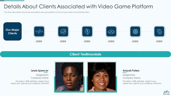 Electronic Game Pitch Deck Details About Clients Associated With Video Game Platform Slides PDF
