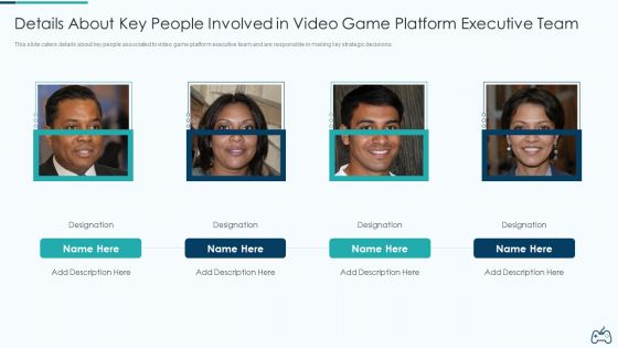 Electronic Game Pitch Deck Details About Key People Involved In Video Game Platform Executive Team Graphics PDF