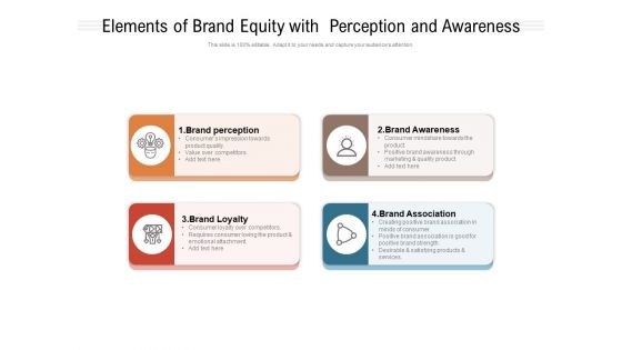Elements Of Brand Equity With Perception And Awareness Ppt PowerPoint Presentation Inspiration Guide PDF