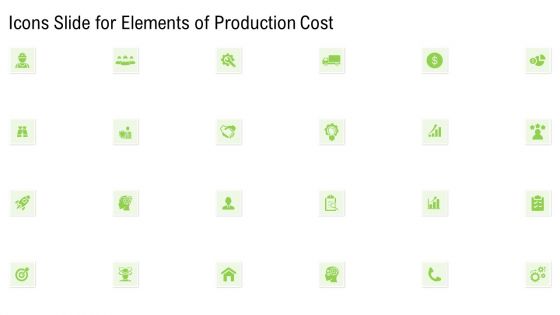 Elements Of Production Cost Icons Slide For Elements Of Production Cost Microsoft PDF
