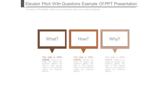 Elevator Pitch With Questions Example Of Ppt Presentation