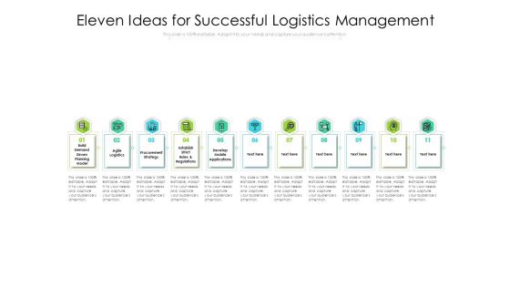 Eleven Ideas For Successful Logistics Management Ppt PowerPoint Presentation Summary Inspiration PDF Eleven Ideas For Successful Logistics Management Ppt PowerPoint Presentation Summary Inspiration PDF