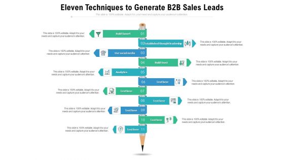 Eleven Techniques To Generate B2B Sales Leads Ppt PowerPoint Presentation Inspiration Icon PDF