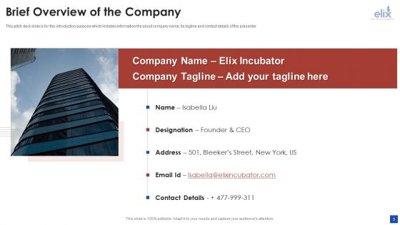 Elix Incubator Venture Capital Funding Pitch Deck Ppt PowerPoint Presentation Complete With Slides